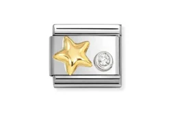 Stella composable acciaio oro e zircone Nomination