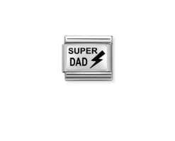 Super papà composable acciaio e argento Nomination