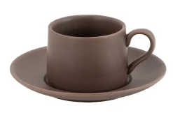 Tazza caffè con piattino levante porcellana marrone Zafferano