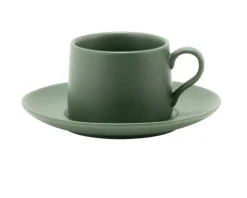 Tazza caffè con piattino levante porcellana verde Zafferano