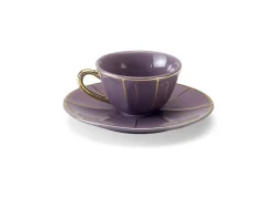 Tazza caffè la tavola scomposta porcellana con piattino porpora Bitossi home