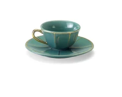 Tazza caffè la tavola scomposta porcellana con piattino verde Bitossi home