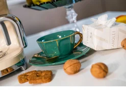 Tazza caffè la tavola scomposta porcellana con piattino verde Bitossi home