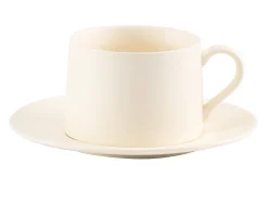 Tazza the con piattino levante porcellana avorio Zafferano