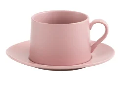 Tazza the con piattino levante porcellana rosa antico Zafferano