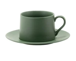 Tazza the con piattino levante porcellana verde Zafferano