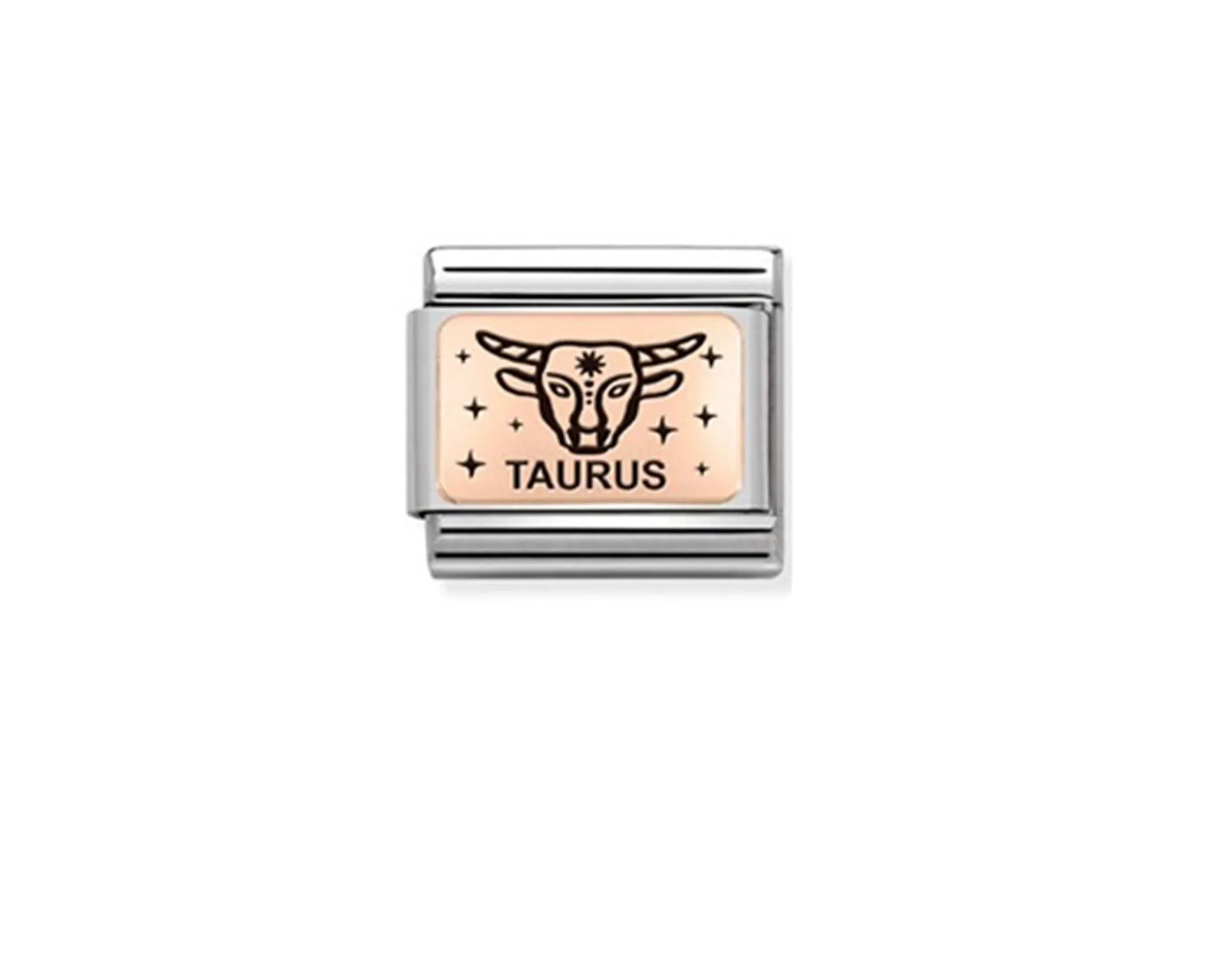 Toro composable acciaio oro rosa 375 e smalto nero Nomination