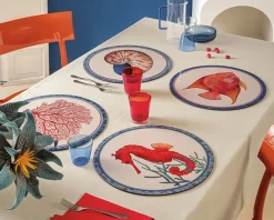 Tovaglietta rigida tonda cavalluccio marino avorio L'oca nera