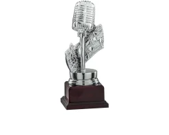 Trofeo microfono in resina con base in legno Selezione zanolli