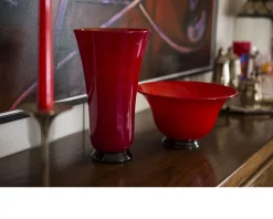 Vaso anni trenta vetro di murano colore rosso Venini