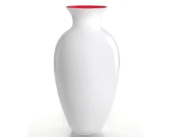 Vaso antares vetro di murano grande latte/rosso Nasonmoretti