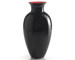 Vaso antares vetro di murano grande nero/rosso Nasonmoretti