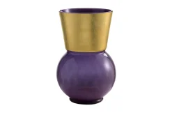 Vaso basilio vetro di murano viola e oro medio Nasonmoretti