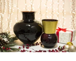 Vaso basilio vetro di murano viola e oro medio Nasonmoretti