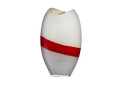 Vaso ellisse vetro di murano grigio rosso avorio Carlo moretti