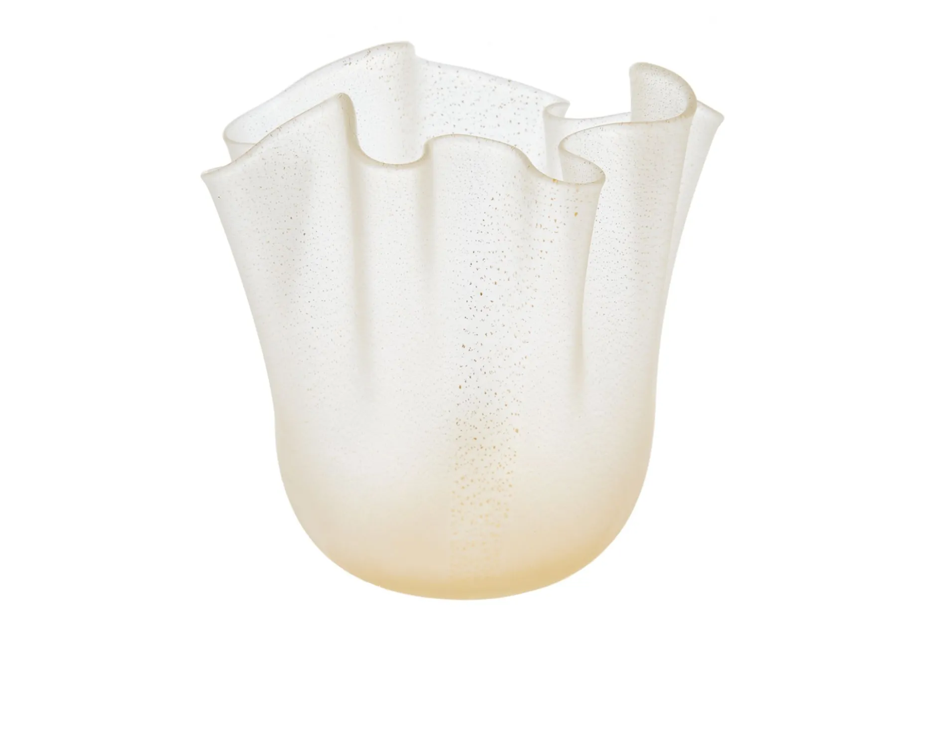 Vaso fazzoletto vetro di murano cristallo e oro sabbiato Venini