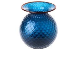 Vaso fiori balloton vetro di murano orizzonte con filo rosso Venini