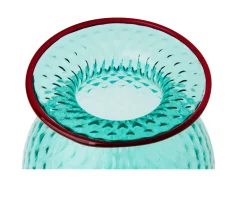 Vaso fiori balloton vetro di murano verde menta con filo rosso Venini