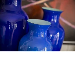 Vaso i cinesi vetro di murano laguna blu turchese Carlo moretti