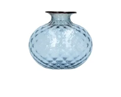Vaso monofiore balloton vetro di murano acquamare con filo rosso Venini