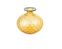 Vaso monofiore balloton vetro di murano ambra con filo orizzonte Venini