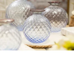 Vaso monofiore balloton vetro di murano iceberg con filo rosso Venini