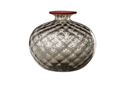 Vaso monofiore balloton vetro di murano talpa con filo rosso Venini