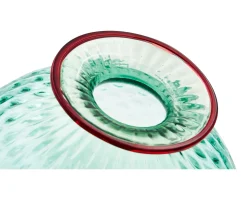 Vaso monofiore balloton vetro di murano verde menta con filo rosso Venini