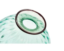 Vaso monofiore balloton vetro di murano verde menta con filo rosso Venini