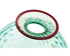 Vaso monofiore balloton vetro di murano verde menta con filo rosso Venini