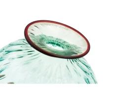 Vaso monofiore balloton vetro di murano verde menta con filo rosso Venini