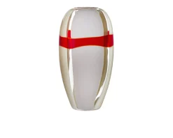 Vaso ogiva vetro di murano avorio grigio rosso Carlo moretti