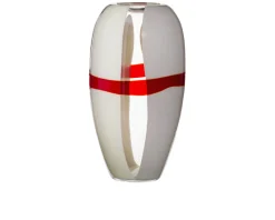 Vaso ogiva vetro di murano avorio grigio rosso Carlo moretti
