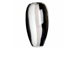 Vaso ogiva vetro di murano latte nero grigio Carlo moretti