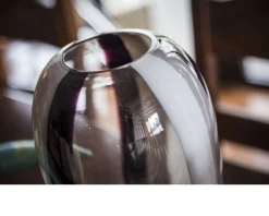 Vaso ogiva vetro di murano latte nero grigio Carlo moretti