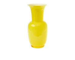 Vaso opalino vetro di murano ginkgo biloba e lattimo Venini