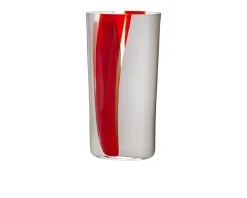 Vaso ovale vetro di murano esperimenti rosso avorio e grigio Carlo moretti