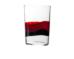 Vaso ovale vetro di murano fasce rosso e nero Carlo moretti