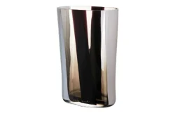 Vaso ovale vetro di murano latte nero grigio Carlo moretti
