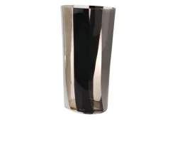 Vaso ovale vetro di murano latte nero grigio Carlo moretti