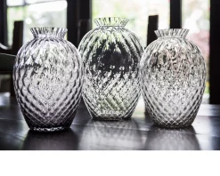Vaso polaris vetro di murano acciaio Carlo moretti