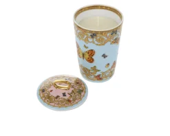 Vaso portacandela le jardin porcellana con coperchio e candela Versace