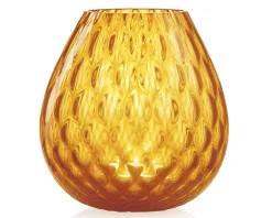 Vaso portacandela macramè l vetro di murano ambra Nasonmoretti