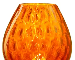 Vaso portacandela macramè l vetro di murano arancio Nasonmoretti