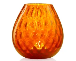 Vaso portacandela macramè l vetro di murano arancio Nasonmoretti