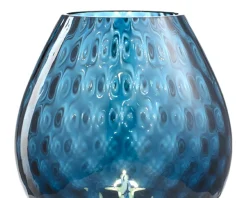Vaso portacandela macramè l vetro di murano blu avio Nasonmoretti