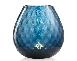 Vaso portacandela macramè l vetro di murano blu avio Nasonmoretti