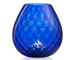Vaso portacandela macramè l vetro di murano blu Nasonmoretti