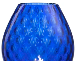 Vaso portacandela macramè l vetro di murano blu Nasonmoretti