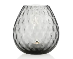 Vaso portacandela macramè l vetro di murano grigio Nasonmoretti